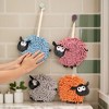 REGALWOVEN Sheep Shape Chenille Soft Absorbent Fast Drying Hand Towel with Hanging Loop 7" x 7" 1 Pack - 3 of 4
