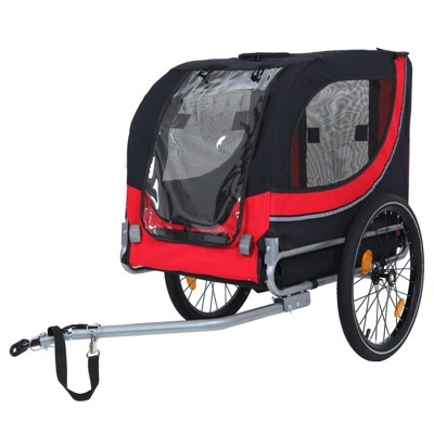 VisioGear Large Folding Bike Stroller for Dogs, 120LB Capacity Pet Carrier, Black & Red, 49.21"*26.77"*36.22"
