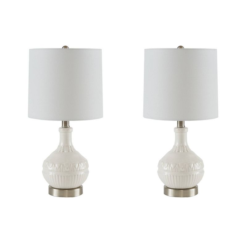 510 Design 20.5&#34; Gypsy Embossed Boho Table Lamp (Includes LED Light Bulb) White, 3 of 8