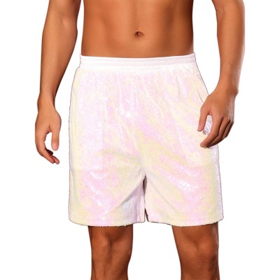 Lars Amadeus Men's Elastic Waist Party Disco Sparkly Glitter Nightclub with Pocket Sequins Shorts