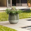 LuxenHome Emerald Ribbed Top with Ivory Bottom 14.6" Tall Resin Round Planter Green - 2 of 4