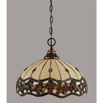 Toltec Lighting Any 1 - Light Pendant in  Black Copper with 16" Roman Jewel Art Glass Shade