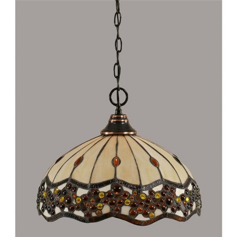 Toltec Lighting Any 1 - Light Pendant in  Black Copper with 16" Roman Jewel Art Glass Shade - image 1 of 1