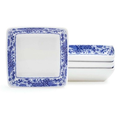 Spode Blue Italian Brocato Square Dishes - Set of 4