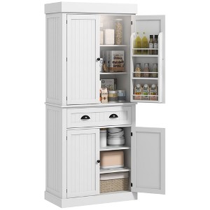 Okak Floor Sideboard Cabinet 48.5" Kitchen Pantry Farmhousewith 2 Adjustable Shelves and 4 Beadboard Doors - 1 of 4