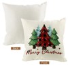 Christmas Pillow Covers 18x18 inch Set of 4, Holiday Winter Indoor Red Plaid Vintage Tree Snowflake - 3 of 4