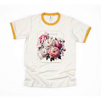 Simply Sage Market Women's All's Fair Love and Poetry Short Sleeve Ringer Tee