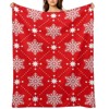 DSANE Red White Snowflakes Christmas Christmas Throw Blanket Soft Fleece Christmas Blanket Cozy Flannel Throw for Couch Bed - 2 of 4