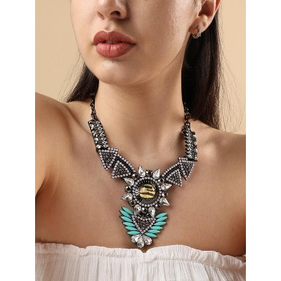 SOHI Women's Multicolour Party Stone Statement Necklace