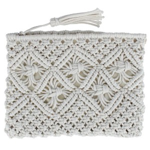 CTM Women's Crochet Clutch Tassel Handbag - 1 of 3