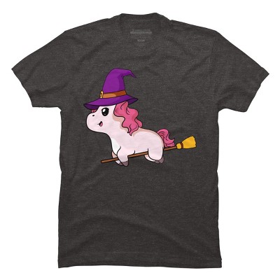 Men's Design By Humans Witch Unicorn Halloween T Shirt By thebeardstudio T-Shirt