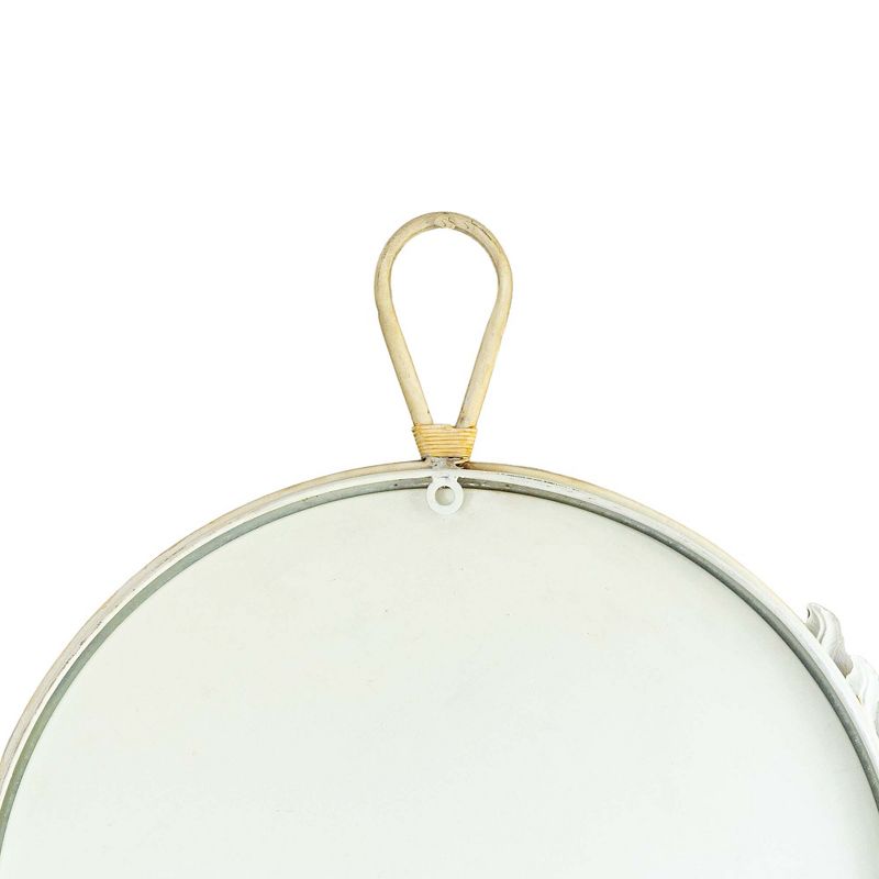 Round White Cottage Floral Wall Mirror Glass & Metal by Foreside Home & Garden, 6 of 8