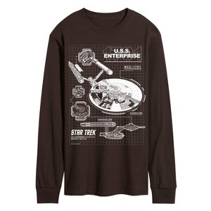 Men's - Star Trek - Enterprise Diagram Long Sleeve Graphic T-Shirt - 1 of 3
