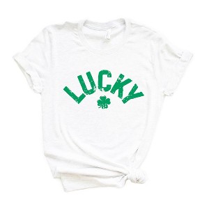 Simply Sage Market Women's Lucky Arched Distressed Short Sleeve Graphic Tee - 1 of 4