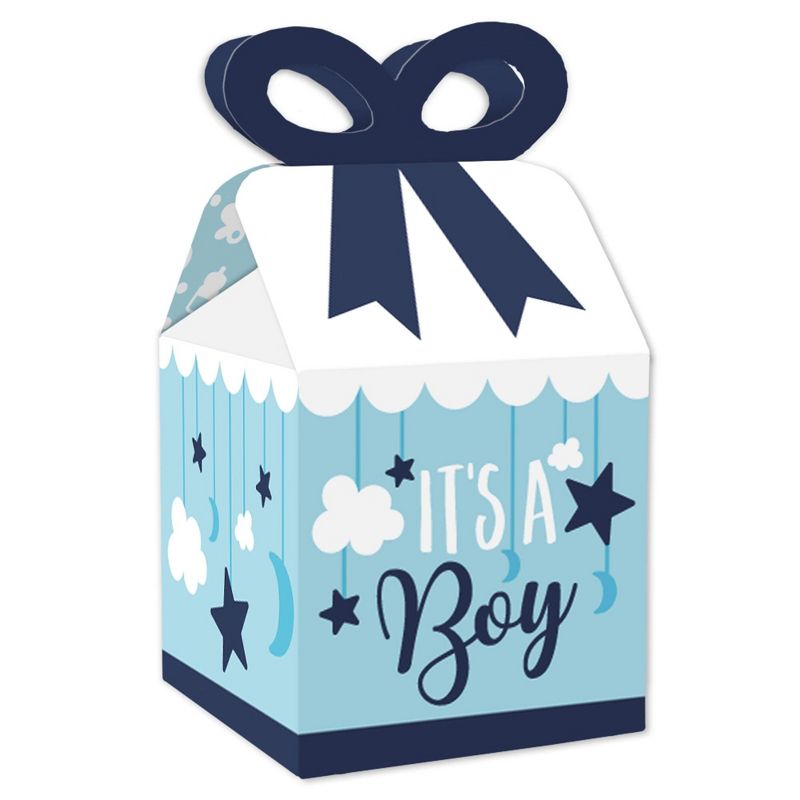 Big Dot of Happiness It's a Boy - Square Favor Gift Boxes - Blue Baby Shower Bow Boxes - Set of 12, 1 of 9