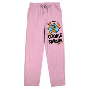 Sesame Street Cookie Monster "Cookie Savage" Women's Pink Sleep Pajama Pants - 1 of 4