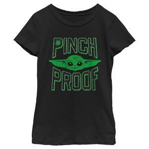 Girl's Star Wars: The Mandalorian St. Patrick's Day Grogu Pinch Proof T-Shirt - 1 of 4