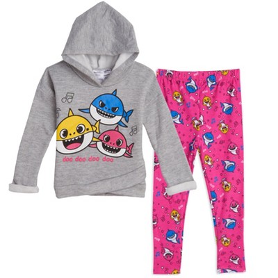 Pinkfong Baby Shark Girls Pullover Fleece Hoodie and Leggings Outfit Set Infant to Toddler