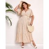 Coolmee Women Summer Maxi Dress Plus Size V Neck Wrap Floral Print Short Sleeves Ruffle Tiered Dress with Belt - 3 of 4
