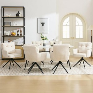 DYHOME Dining Chairs Set of 6, Mid Century Modern Swivel Dining Chairs with Arm, Upholstered Accent Chair for Kitchen Dining Living Room - 1 of 4