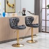 TiramisuBest 26" Set of 2 Bar Stools,with Chrome Footrest and Base Velvet + Golden Leg Simple Bar Stool,GREEN - 4 of 4