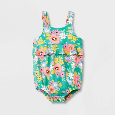 TargetBaby Girls' Floral Romper - Cat & Jack™ Green