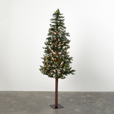 Artificial 6' Lighted Natural Bark Tree Green
