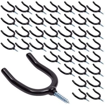 Okuna Outpost 40 Pack Black U Hanger Metal Wall Hooks for Garage Storage and Tools Workshop, 4 Inch