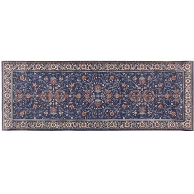 20" x 55" Damask Oversized Cushioned Anti-Fatigue Kitchen Runner Mat Blue - J&V Textiles
