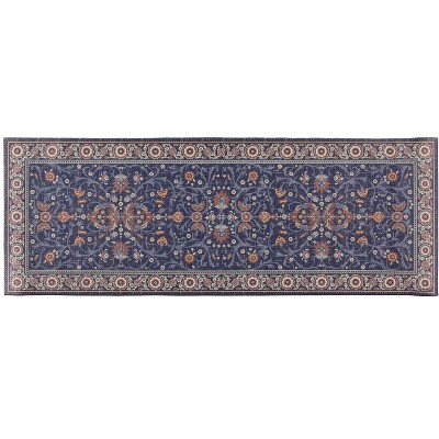 20" x 55" Damask Oversized Cushioned Anti-Fatigue Kitchen Runner Mat Blue - J&V Textiles