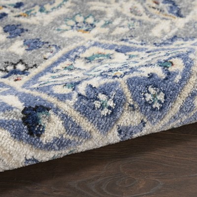 Vintage Floral Medallion Grey/Multi Synthetic Area Rug