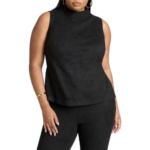 ELOQUII Women's Plus Size Faux Suede Sleeveless Top - 1 of 4