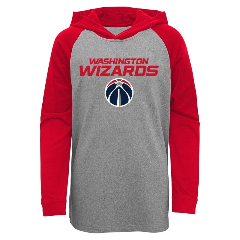 NBA Washington Wizards Youth Gray Long Sleeve Light Weight Hooded Sweatshirt, 1 of 2