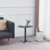 Lirago Tempered Black Glass Dining Table-Slim Metal Frame Space-Saving Design for Home & Office 18.9"W * 18.9"L * 19.7"H - 3 of 4
