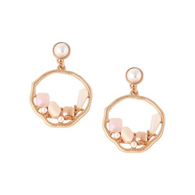 SOHI Women's Pink Circular Drop Earrings