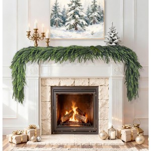 MOEPISY 9 Ft Christmas Garland Real Touch Norfolk Pine Garland Christmas Decorations Faux Realistic Winter Pine Garlands - 1 of 4