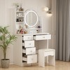 Famapy Makeup Vanity Table Set with Stool and Mirror LED Light Dressr Dressing - 3 of 4