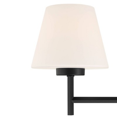 Matte Black 3-Light Bathroom Vanity Fixture with White Glass Shades