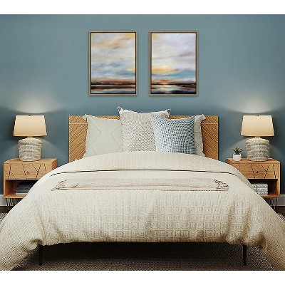 Carolina Sunset Coastal Landscape Canvas Art Set with Gold Frame