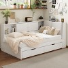 Merax Wooden L-Shaped Daybed with Upholstered Storage Headboard, USB Charging Ports & Storage Bookcase - 2 of 4