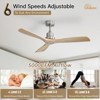 52 Inch Ceiling Fan No Light Modern Solid Wood Ceiling Fan with Remote High CFM Airflow, Quiet DC Motor 3 Rods 6 Speeds Timer & Reversible for Bedroom - 4 of 4