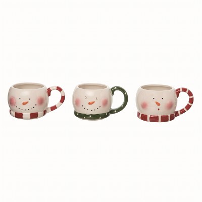 Transpac Ceramic White Christmas Snowman Mug Set of 3