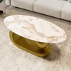 47.2" Modern Oval Coffee Table, Marble Pattern Sintered Stone Top with Gold Stainless Steel Base, Contemporary Living Room Table - 4 of 4