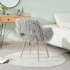 CAVINAS Faux Fur Padded Vanity Chair with Metal Legs,Accent Sitting Chair,Elegant Side Dining Chair for Restaurant,Guest Room,Vacation Home - 2 of 4
