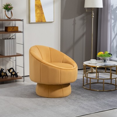 TIRAMISUBEST Mid Century Modern Accent Chair with Wood Frame, Upholstered Swivel Chair For Living Room Chairs with Waist Cushion, Armchair for Bedroom