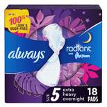 Always Radiant Extra Heavy Absorbency Overnight Sanitary Pads with Wings - Scented - Size 5