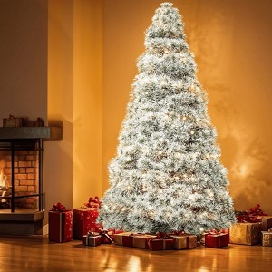 MAYEERTY Flocking Pre-lit Artificial Christmas Tree 347 Branch Tips 120 Incandescent Lights - 1 of 4