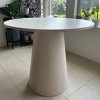 Dwen 46'' High Gloss PU Lacquer Technique Round Dining Table White Pedestal Base-Maison Boucle - 3 of 4