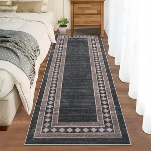 Modern Bordered Rug Non Slip Low Pile Area Rugs for Living Room, Machine Washable Area Rugs Soft Throw Rugs - 1 of 4