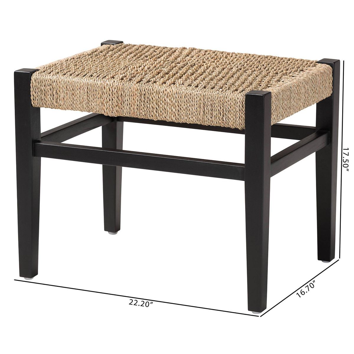 bali & pari Amber Seagrass Accent Bench Natural Brown/Black - thumbnail 5